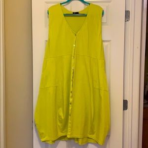 Lime Green Button-Front Tunic Dress - Women's Sleeveless